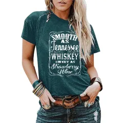 Ladies Blouse Letter Printing Round Neck Short-sleeved T-Shirt Women - Green - View 1