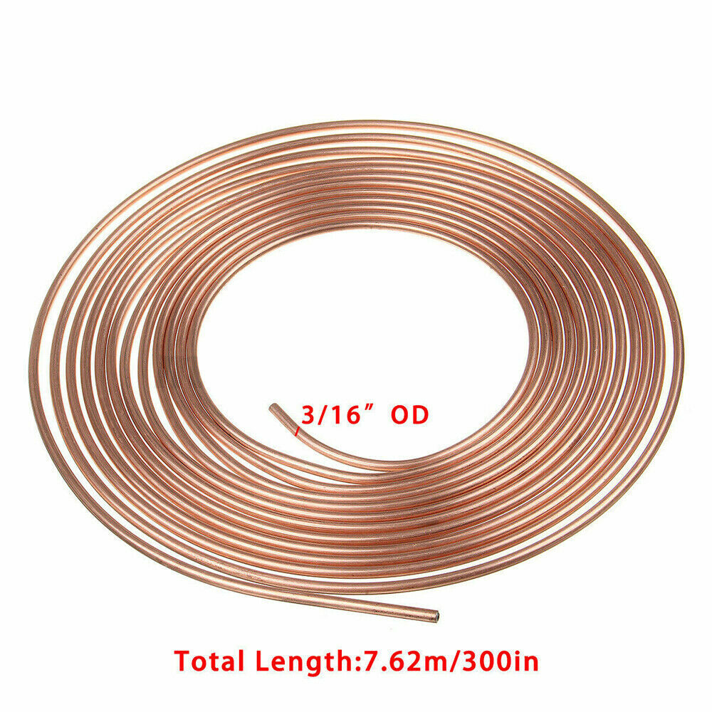 25ft Copper Nickel Brake Pipe Hose Line Tube Roll 3 16in Fittings Tubing Kit UK,27.5x0.5x40