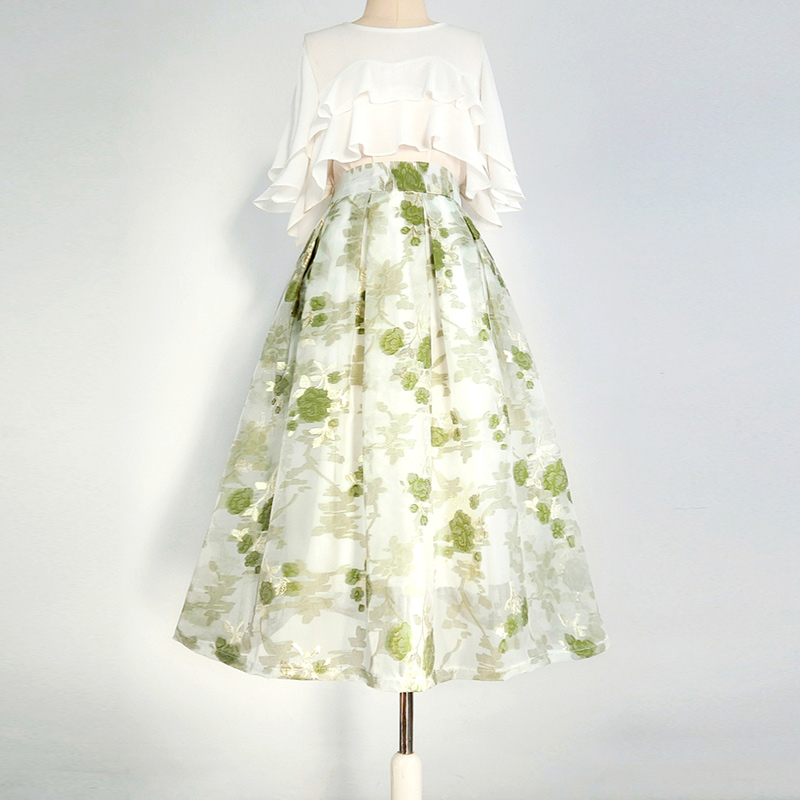 Original Design Embroidered High Waisted Skirt