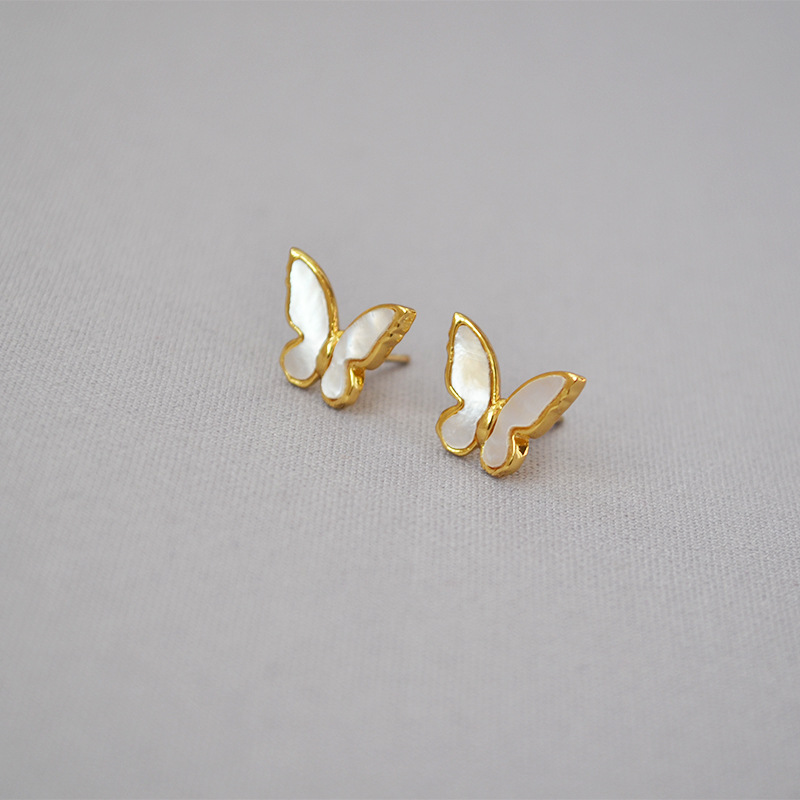Shell mother butterfly earrings