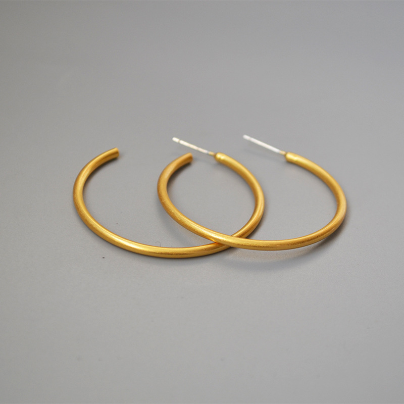 925 silver needle circle stud earrings
