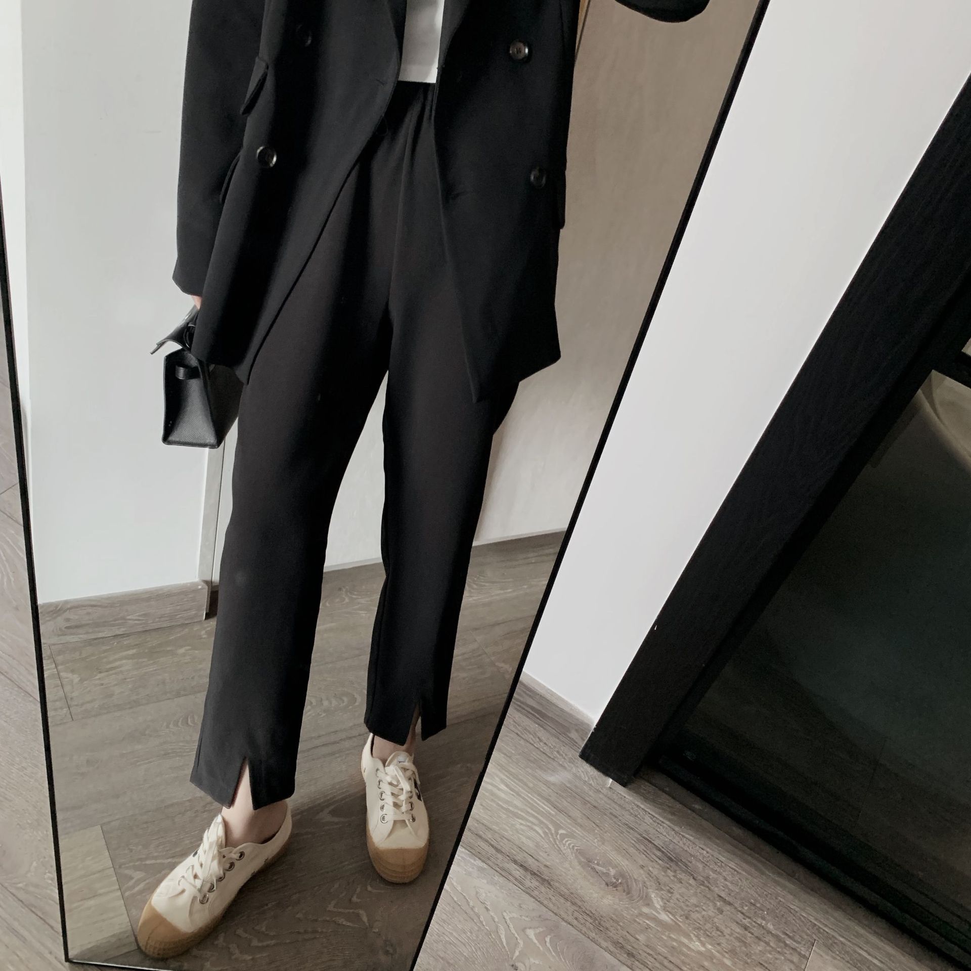 Split casual pants loose carrot pants female