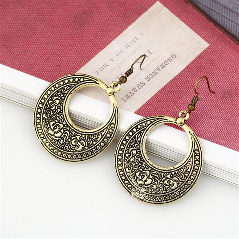 أقراط دائرية بحرية بأسلوب عتيق