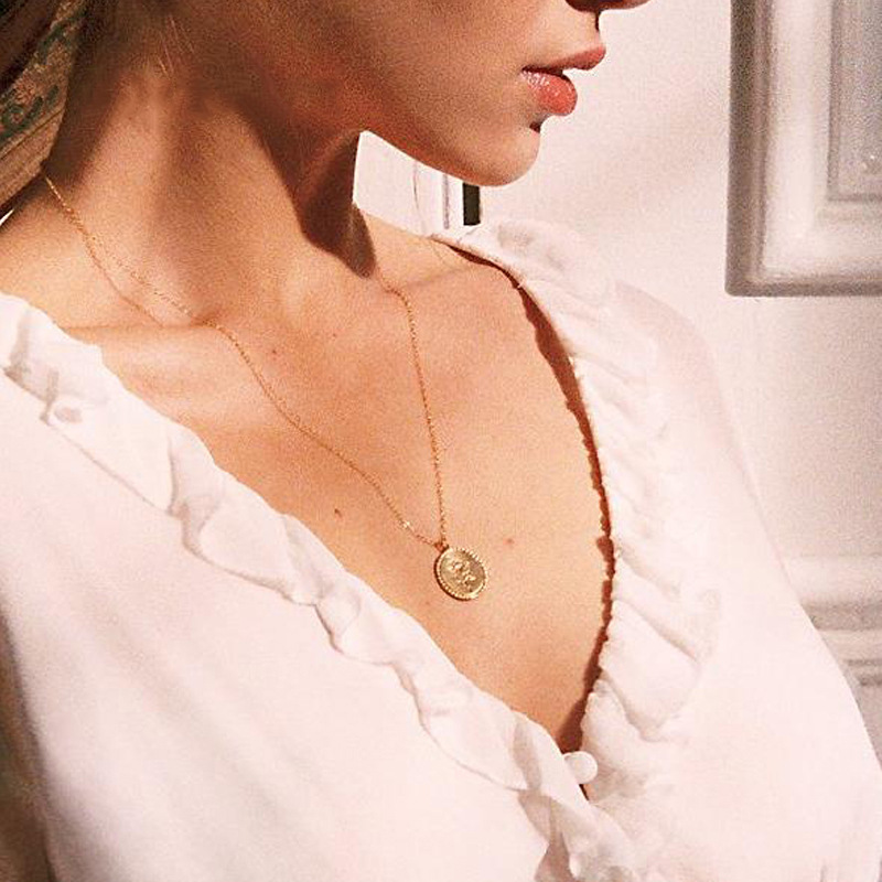 Golden Coin Rose Necklace