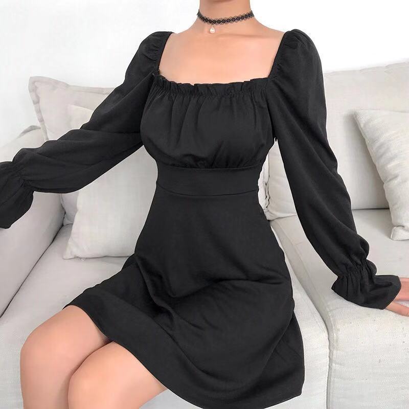 Solid color long sleeve dress