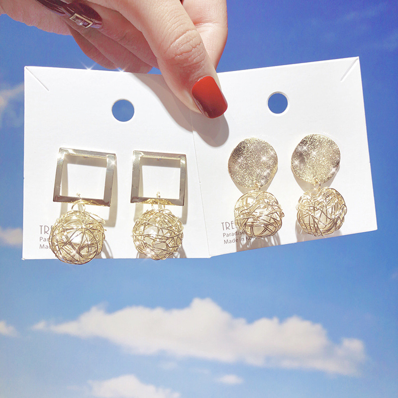 Woven pearl mesh earrings