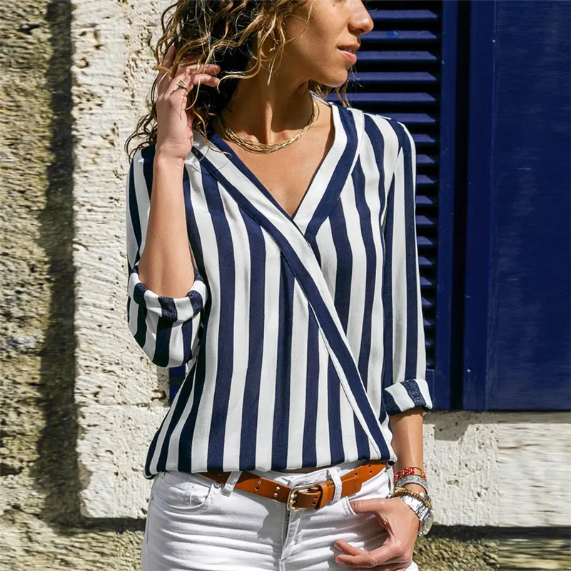 V-neck striped shirt
