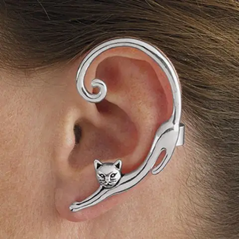 Single Piece Punk Style Cat Post Earring with Ear