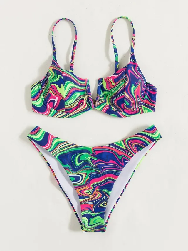 Bikini Two piece Patterned Suspender Swimsuit Color L - Shop at LoveMi