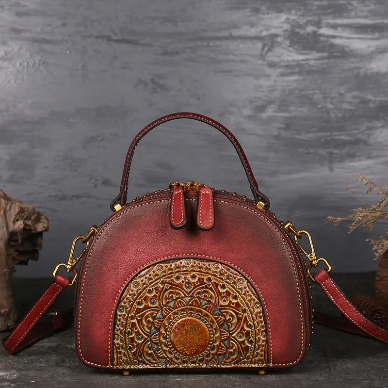 Vintage Leather Handbag Multi-functional Suede Cowhide