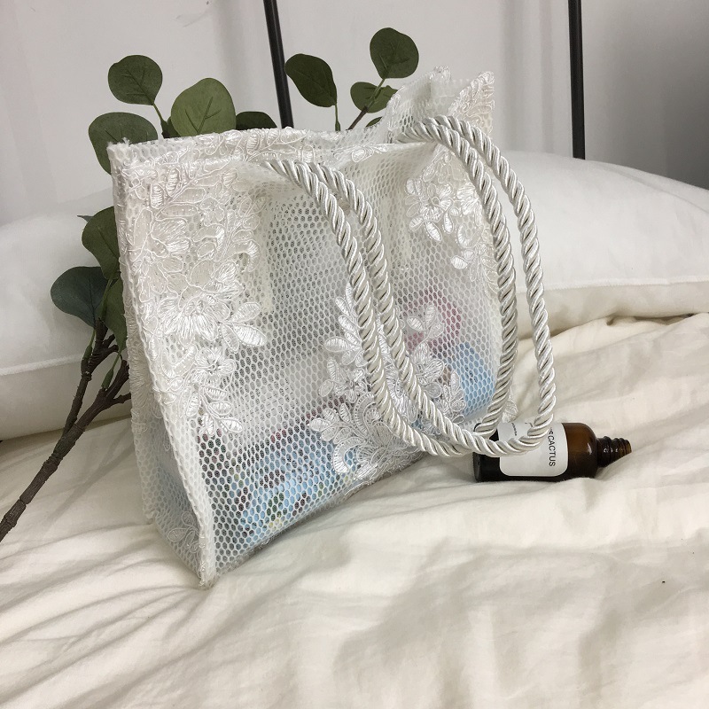 Lace hand shopping bag White - Shop at LoveMi