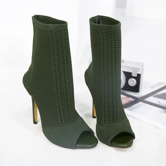 Open toe knit stiletto heels Green - Shop at LoveMi