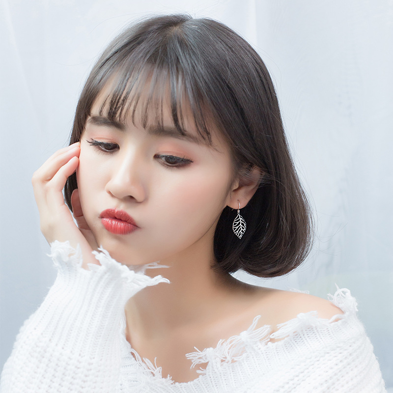 S925 silver Thai silver leaf earrings