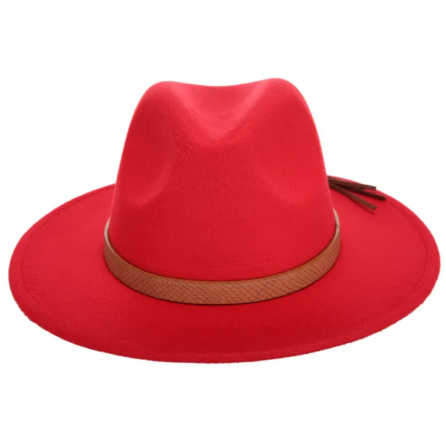 Woolen Jazz Hat Fashion Female Hat Top Hat Red - Shop at LoveMi