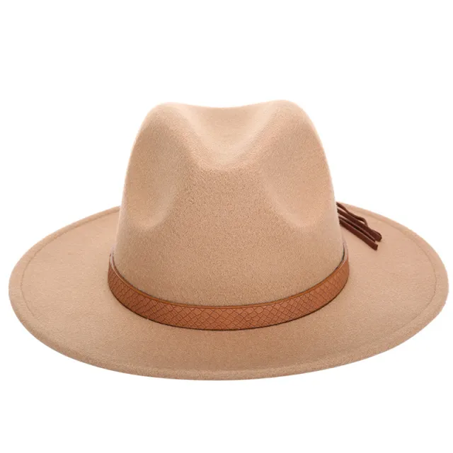 Woolen Jazz Hat Fashion Female Hat Top Hat Khaki - Shop at LoveMi