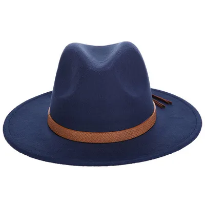 Woolen Jazz Hat Fashion Female Hat Top Hat Cyan - Shop at LoveMi