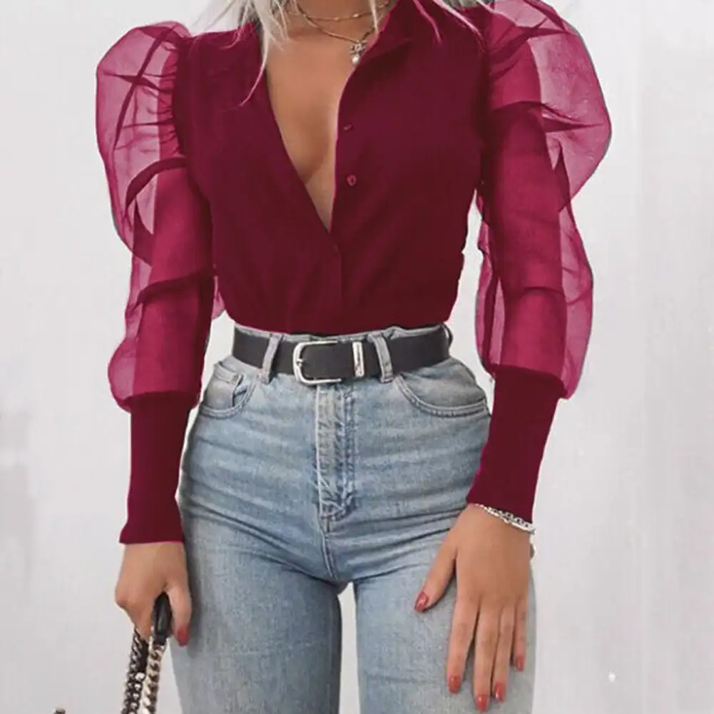 Puff sleeve long sleeve shirt