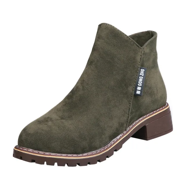 Frosted Martin Boots Low Heel Booties Green - Shop at LoveMi