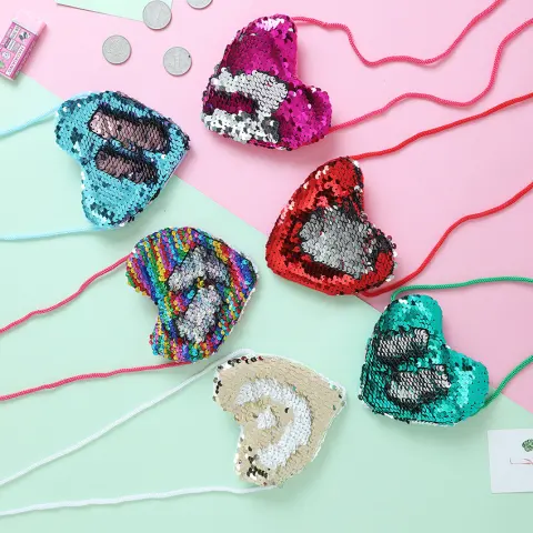 Sequined Purse Love Lanyard Shoulder Diagonal Package