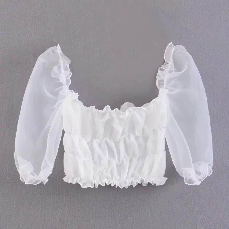 Mesh Puff Sleeve Top