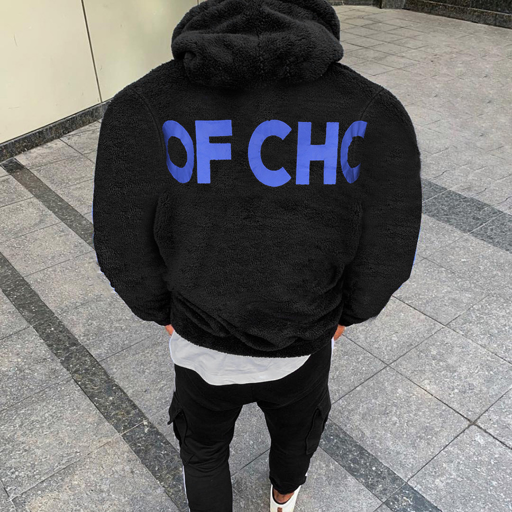 SAW printed men's solid color sweater hoodie