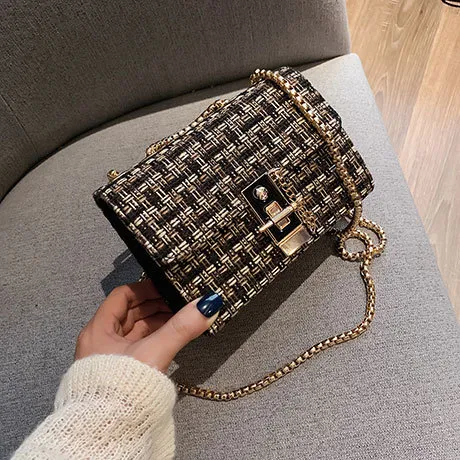 Foreign gas chain casual small square bag - Black