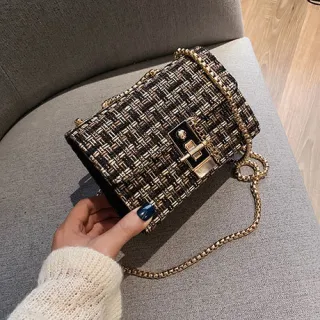 Foreign gas chain casual small square bag - Black