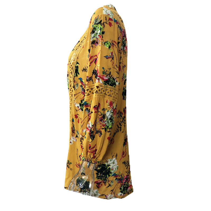 Floral lace stitching large size loose dress