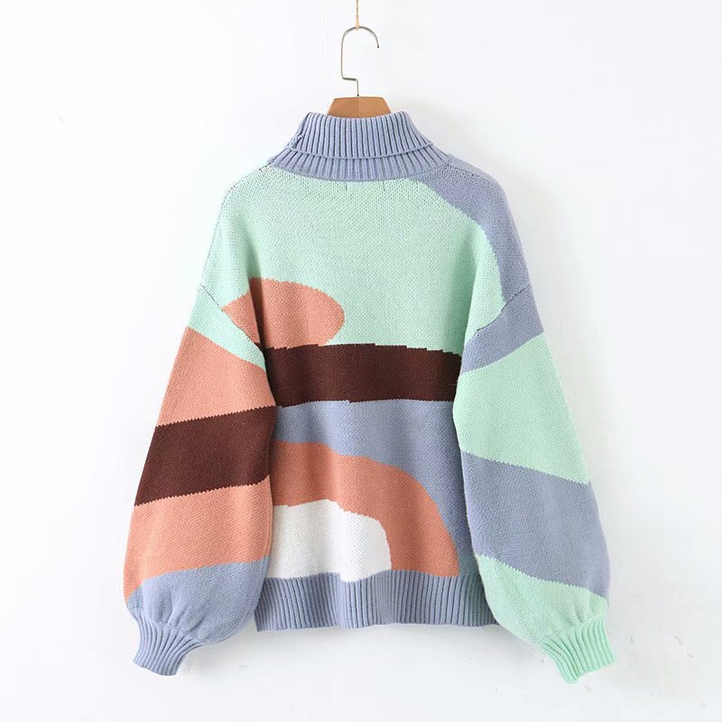Vintage high collar multicolor sweater