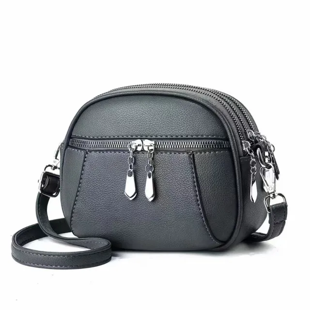 Solid Color Small Round Bag Fashion Multi pocket Large Capacity Shoulder Crossbody Bags For Women Handbags Grey - Shop at LoveMi