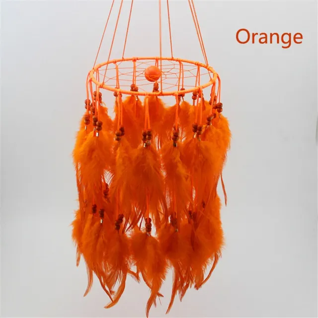 Lantern dream catcher feather pendant Orange - Shop at LoveMi