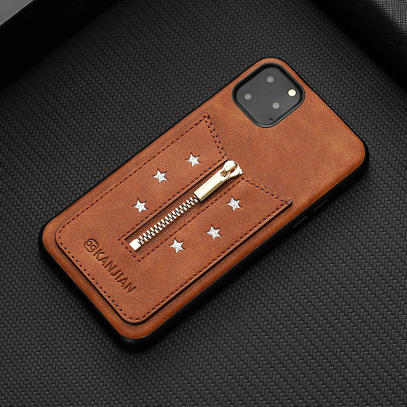Zipper phone case – Brown, iPhone11