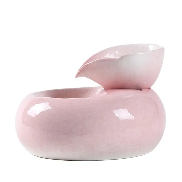 Pet Ceramic Automatic Cat Leaf Water Dispenser Pink - Shop at LoveMi
