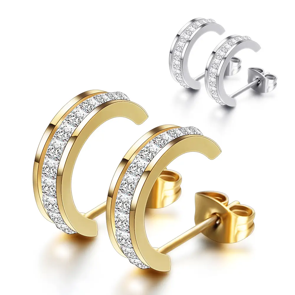 Micro-inlaid zircon ladies earrings