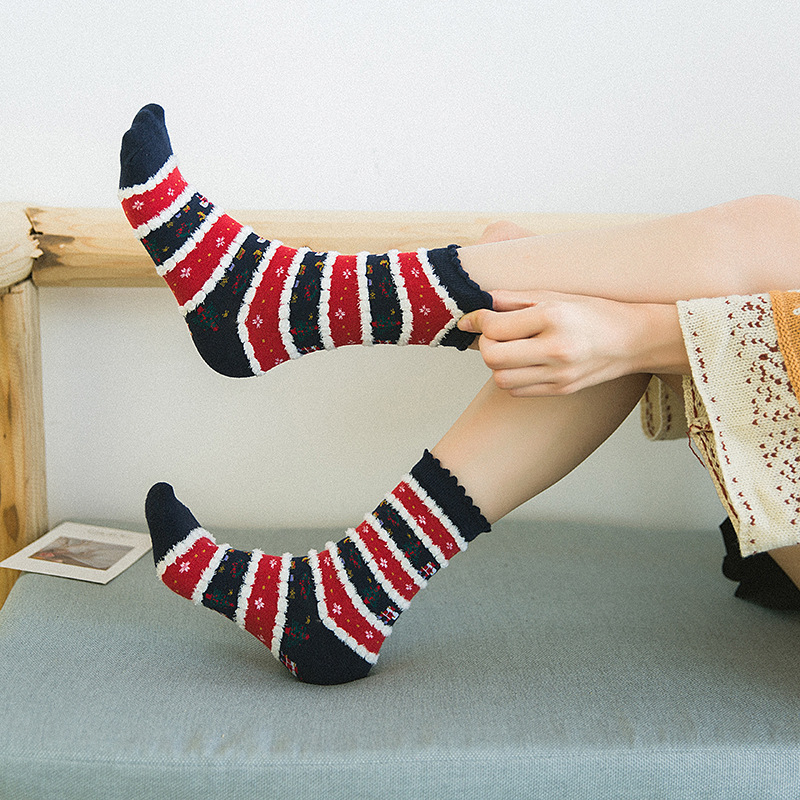 Cute Coral Fleece Christmas Socks Thickened Warm Home Floor Socks