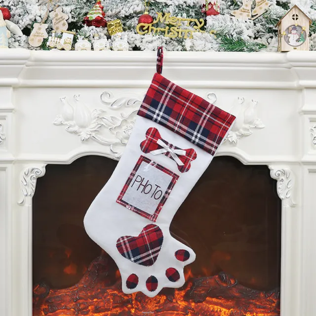 Dog claw christmas sock gift bag Red - Shop at LoveMi