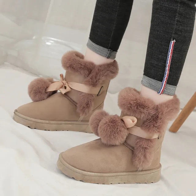 Plus velvet warm short tube snow boots Khaki - Shop at LoveMi