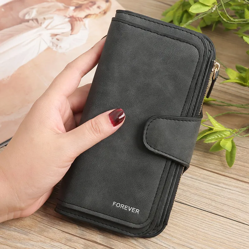 Matte PU leather multi-function wallet - Black