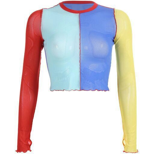 قميص برقعة شفافة قصيرة