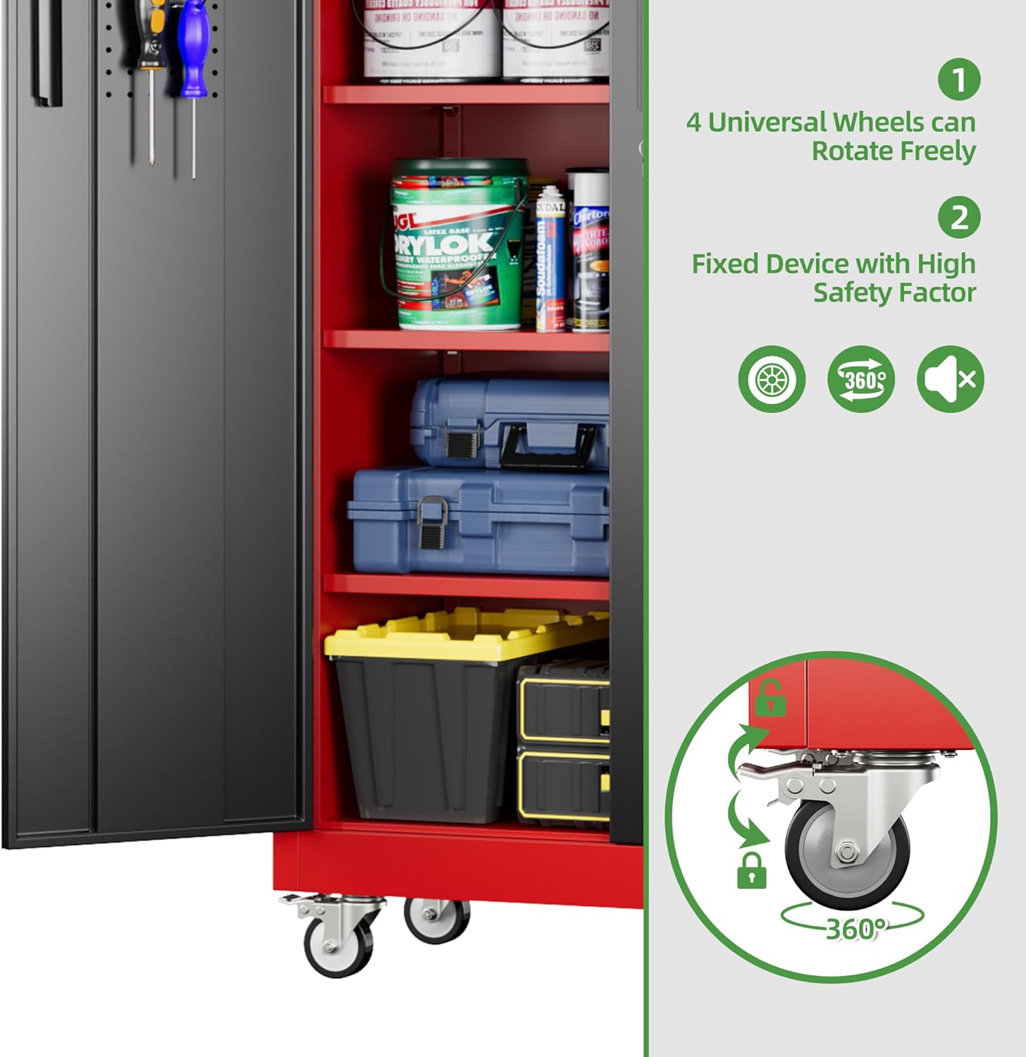 Garage Storage Cabinet with Pegboard and 5 Adjustable Shelves β photo 4