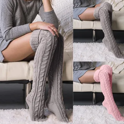 Long tube over the knee pile of socks - Aset