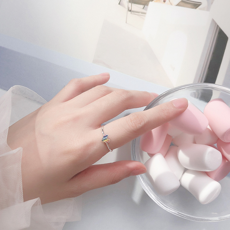 Cute rainbow love adjustable ring