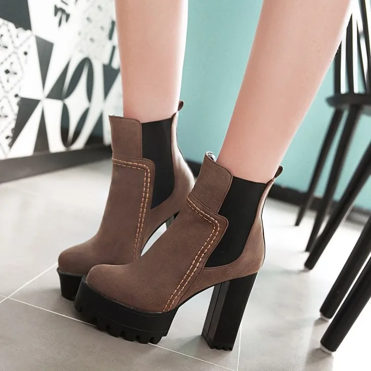 Mid boots high heel platform Martin boots - Brown