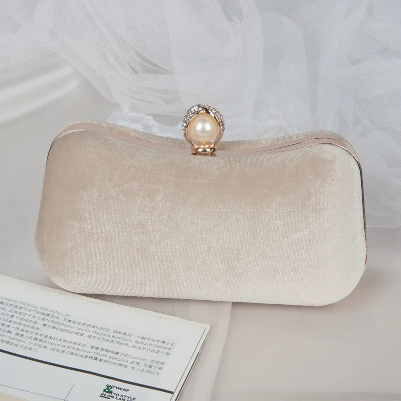 Velvet hot vintage lady handbag - Apricot
