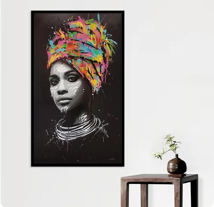 Turban African woman canvas painting – image 3