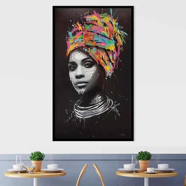 Turban African woman canvas painting – image 2
