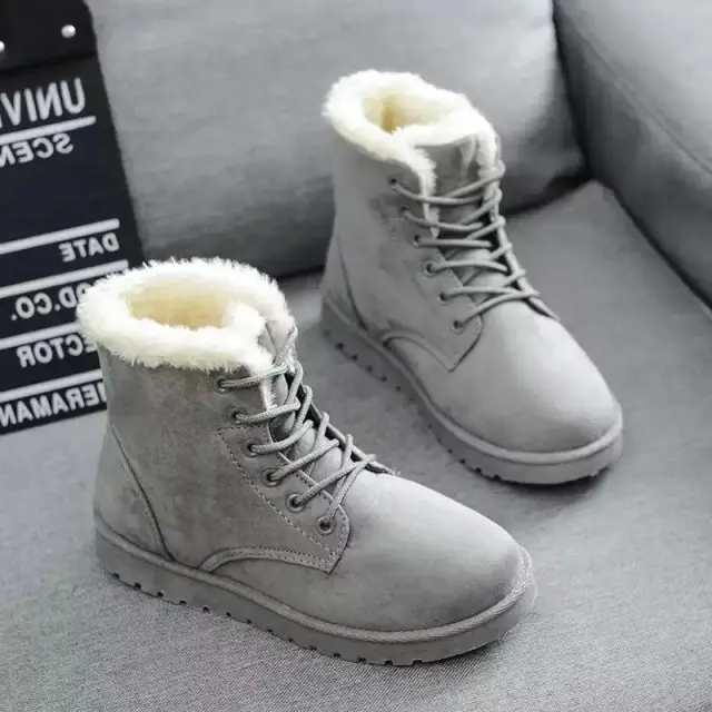 Snow boots with short tube plus velvet booties Grey - Shop at LoveMi