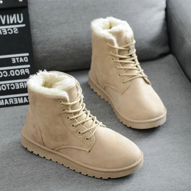 Snow boots with short tube plus velvet booties Beige - Shop at LoveMi