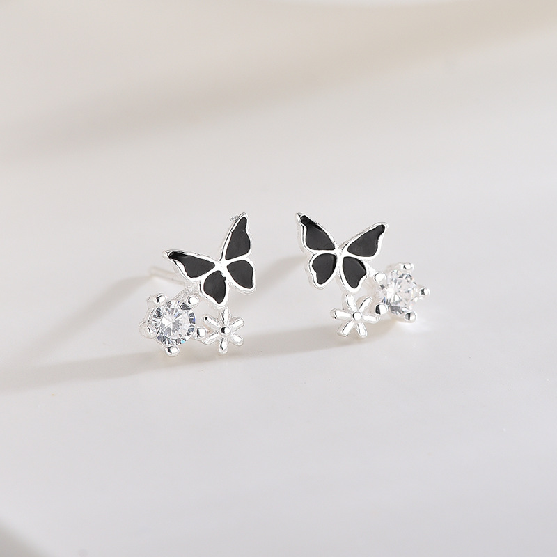 Black butterfly earrings