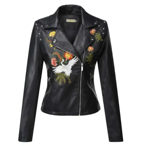 Embroidered Leather Jacket